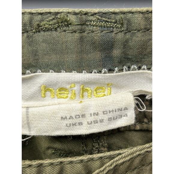 Hei Hei Anthropologie Pants Womens Size 4 Green Braided Patch Pockets Boho - Picture 4 of 10